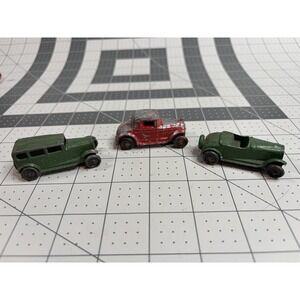 Lot of 3 Vintage 1940's Diecast Slush Metal Toy Cars TootsieToy Barclay